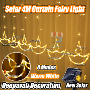 4Meter Diwali Curtain Fairy Light for Deepavali decoration item light 96led Lampu Hiasan Lotus lights 4m Solar Led light strip