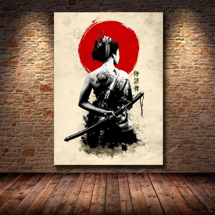 Tranh Sơn Dầu Samurai Nhật Bản Áp Phích Nhân Vật Nghệ Thuật Treo ...