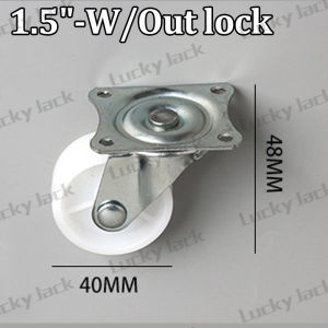 1.5" - 3" White Nylon Roller Caster Wheel Fixed Swivel Without lock / With lock For Easy Trolley Wheels Mobility