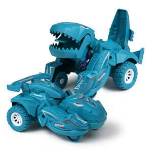 360° Dinosaur Deformation Car Childrens Toy Inertial Scooter Model Transforming Dinosaur Car Childrens Modified Car Model Children Gift For Kids (Green/Blue)