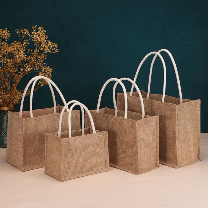 Eco Friendly Reusable Jute Bag Burlap Tote Bags Natural Linen Bags with  Soft Cotton Handle LE Lazada PH