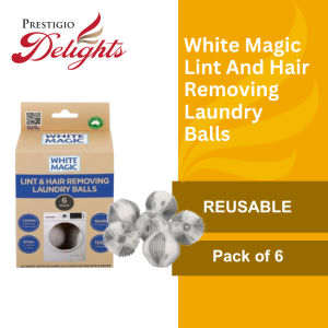White Magic Lint And Hair Removing Laundry Balls 6 Pack Reusable Long-lasting Eco-Friendly Lint Free
