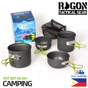 RAGON DS-201 Outdoor Camping Cooking Set Anodised Aluminum Non-stick Pot Bowl Cookware
