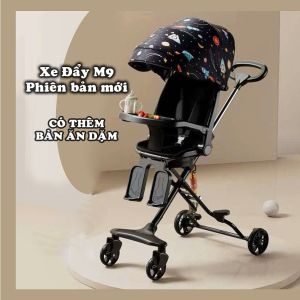 Xe đẩy đảo chiều gấp gọn cho bé cao cấp K8 có lò xo giảm sóc và vô lăng nhạc (tặng bàn ăn dặm)