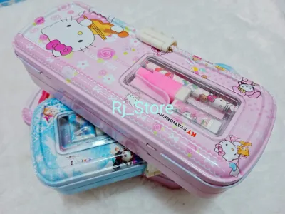 (PROMO) Kotak Pensil kaleng 3 Tingkat Isi Alat Tulis/ Motif Karakter Lucu