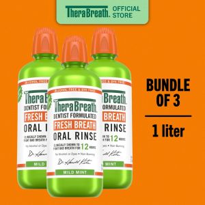 [Bundle of 3] TheraBreath Fresh Breath Oral Rinse Mild Mint / Invigorating Icy Mint / Rainforest Mint 1000ml
