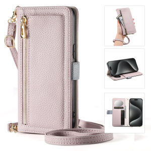 Crossbody Zipper Card Solt Wallet Leather Case For Samsung Galaxy S25 Ultra S24 Plus S23 A56 A26 A36 A16 A54 A14 A24 Book Cover