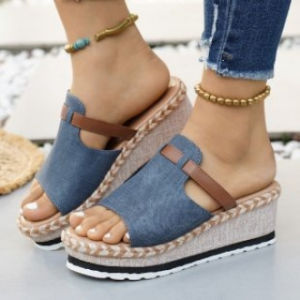 [Free Shipping] Rope Slippers For Women Casual Thick-Soled Fashion Slippers New Style Woven Design Available In Large Sizes