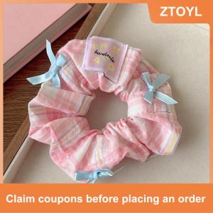 【ZTOYL】 Elegant Print Lace Edge Wide Scrunches For Women Girls Sweet Hair Tie Cute Exquisite Hair Band Fashion Hair Accessories Gifts
