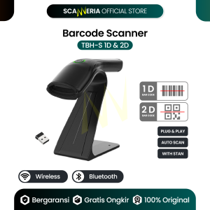 Barcode Scanner 1D 2D AutoScan Support Wireless Bluetooth Cocok Untuk Scan Qrcode Produk Kasir Barcode Resi TBH-S