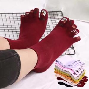5 Pairs Short Five Finger Toe Tabi Socks for Women Girls Cute Cat Paw Print Casual Breathable Solid Cotton Clogs Socks 4 Seasons2026