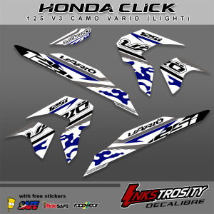 Honda Click 125i V3 Camo Vario (LIGHT) Decals with FREEBIES / PREMIUM Quality CLEAR Print LAMINATED and MACHINE CUT