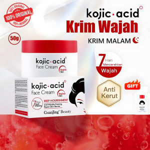 GUANJING Kojic Acid Original Facial Moisturizer Whitening Cream 50gr - Kojic Acid Membantu Memudarkan Bintik Hitam dan Noda di Wajah Vitamin C Membantu Meningkatkan Produksi Kolagen Memperbaiki Kerusakan pada Kulit Akibat Sinar Matahari