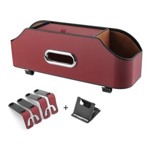 Car Seat Back Storage Box Car Hanging Tissue Box with Cup Holder Car Multi-function Storage Box Leather Universal Cup Phone Holder Non-slip Storage Organizer
