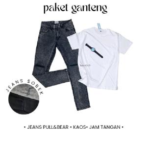 Treegoud Satu Paket Celana Pull N Bear Celana Panjang Sobek Pria