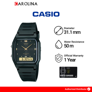 Jam Tangan Wanita Casio AW-48HE-1A Quartz Watch Black Resin Band