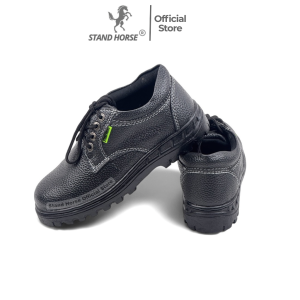 STAND HORSE 801S Safety Shoes Pria Tali Pendek Ujung Besi Model Low Cut Size 38-44