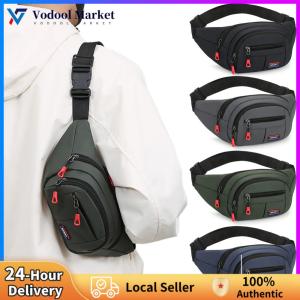【Vodool】 Men Women Crossbody Bag with 4-Zipper Pockets Waist Bag with Adjustable Strap Fashion Waist Pack for Travel Hiking Running