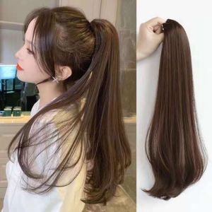 HEALMEYOU Synthetic Ponytail Wig Curly Long Pony Tail Hairpiece Heat Resistant Fiber False Claw Clip Ponytail Women