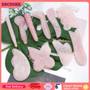 DECINIEE 1 Set/10 Pcs Natural Rose Quartz Jade Stone Guash Massage Tool Jade Guash Scraping Board Acupoints Plate SPA Therapy for Face Eyes Leg Body