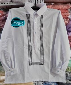 New Arrival White with Black Embroidery Ls & SS Barong Pampasok sa Office & Formal Attire for Men