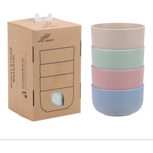 Mangkok Makan Set 4pcs Wheat Straw Bowl Warna Warni Baby Jerami Gandum