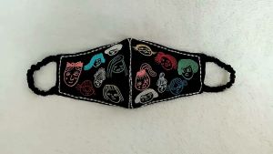 Masker kain bordir face premium murah 3 lapis earloop fashion unik lucu
