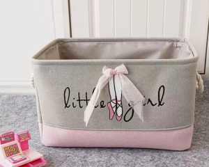 Baby Girls Canvas Collapsible Storage Basket Toys Cloth Organizer Pink Laundry Hamper Office Closet