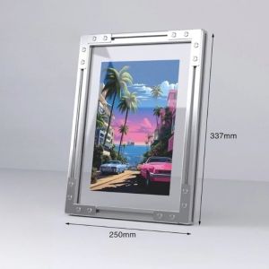 Sacesr Simple Picture Frames A4 Metal Material Aluminum Acrylic Silver Photo Frames Modern Art Desktop Ornament Living Room Decoration R7Q2P