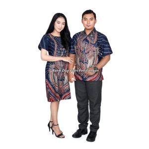 Batik Couple Dress Batik Wanita Lengan Pendek Dan Kemeja Batik Pria Model Terbaru Batik Dua Putri Collection = CP-C