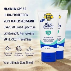 Banana Boat Sunscreen Lotion SPF 80 Ultra Protect 90ml Water Resistant Sunblock Maximum UV Shielding