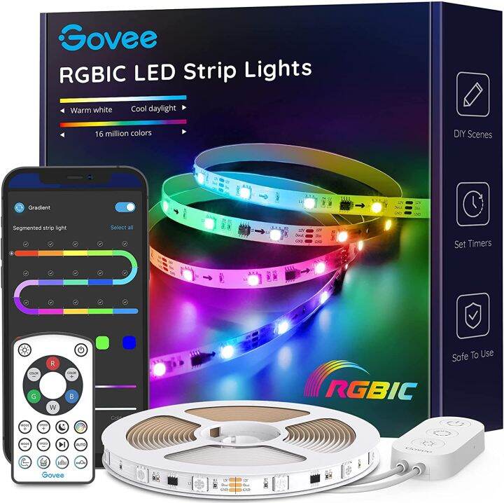 Govee RGBIC LED Strip Lights Segmented Control App Control via ...