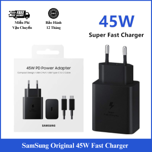 Bộ Sạc Nhanh Samsung 45W Cáp zin 5A 2 đầu Type C củ sạc nhanh samsung 45w chân Type-c cho Samsung Note 10 Plus/S20 Ultra Plus 5G/Note 20/Note 20 Ultra 5.0 Bảo Hành 12 Tháng Chính Hãng