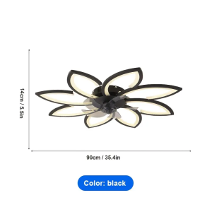 Modern LED Semi-Recessed Ceiling Fan Light 3 Color Options Flower Shaped With Fan Remote Control Multipurpose Timeable Silent Tricolor Fan For Living Rome