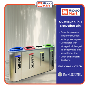 AUSKO | Stainless Steel Recycling Bin | 2-in-1 | 3-in-1 | 4-in-1 | Open Top Dustbin | Indoor/Outdoor Dustbin