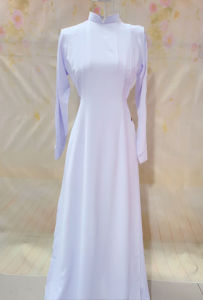 áo dài học sinh trắng xanh nhiêu ánh tím áo dài đi học Dày không Lót -cổ cao truyền thống -LỤA DÀY CÓ QUẦN ĐỒNG CHẤT ẢNH THẬT