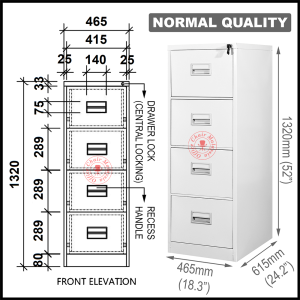 Steel Filing Cabinet 4 Drawers / Office Cabinet / Metal Cabinet / File Cabinet / File Drawer / Kabinet Besi