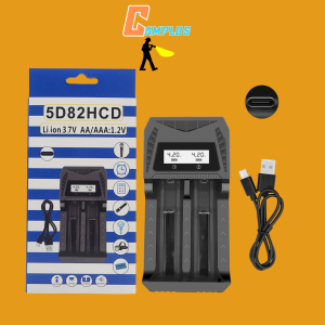 Bộ sạc pin 26650 21700 18650 18500 16340 AA/AAA bộ sạc pin 2 khe cắm chân Type C dành cho pin sạc tích điện MS-5D82HCD
