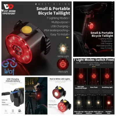 WEST BIKING 397 Lampu Belakang Sepeda Bicycle Taillight 7 Lighting Modes YP0701397