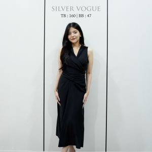 SV 6971 - Overlay Vallerie Dress | Silvervogue | Gaun Katun Poliester Midi Pakaian Kasual Wanita