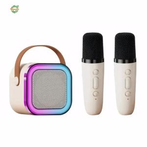 Bluetooth-Compatible 5.3 Portable Karaoke Machine with Wireless Mic RGB Multi-Colors Speaker Adjustable LED Lights Gifts for Kids Adults [Winnereco World]