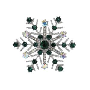 Glittering Rhinestones Snowflake Alloy Safety Lapel Pin Festive Winter Brooch For Jacket Bag or Scarf Styling
