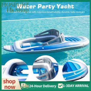 【HPS】【HPS】 PVC 6 People Inflatable Floating Bed Pirate Boat Inflatable Floating Yacht for Camping Lakes & Rivers