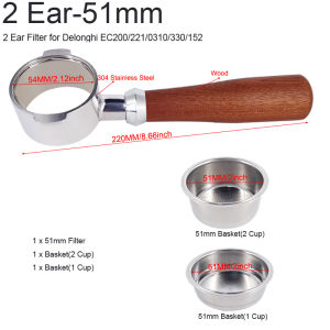 51mm Bottomless Portafilter Professional Coffee Filter Tools With 1 Cup 2 Cup Basket