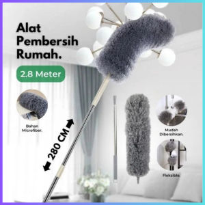 Kemoceng Microfiber Panjang 280cm Alat Pembersih Rumah / Kemoceng Tinggi Microfiber Gagang Panjang Fleksibel Ditarik dan Ditekuk Kemoceng Telescopic Mikrofiber Duster 28 M Tongkat Multifungsi