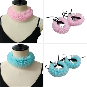 Classical Elizabethan Neck Ruff False Collar Faux Ruffled Wrist Cuffs Set for Cosplay Event and Historical Reenactments