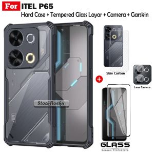 Paket 4in1 Case Itel P65 Shockproof Fusion Free Anti Gores Layar Camera Dan Garskin Belakang