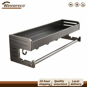 【Winnereco】 Modern Wall-Mounted Punch-Free Spice Rack with Hooks for Kitchen Seasoning and Storage in Compact Home Kitchen