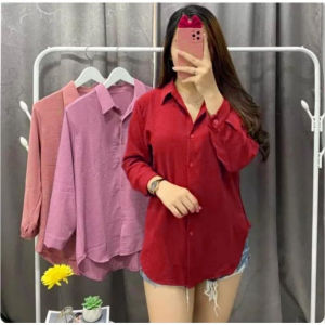Atasan Kemeja Polos Wanita Terbaru Crinkle Airflow By As3