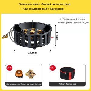 7 Core 21000W Strong firepower Portable Gas Stove Portable Indoor outdoor Camping Stove cassette stove cookware windproof fire gas stove
